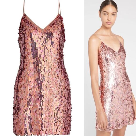 Alice + Olivia - Contessa Embellished V Neck Dress in Iridescent Pink Size S - Picture 6 of 15